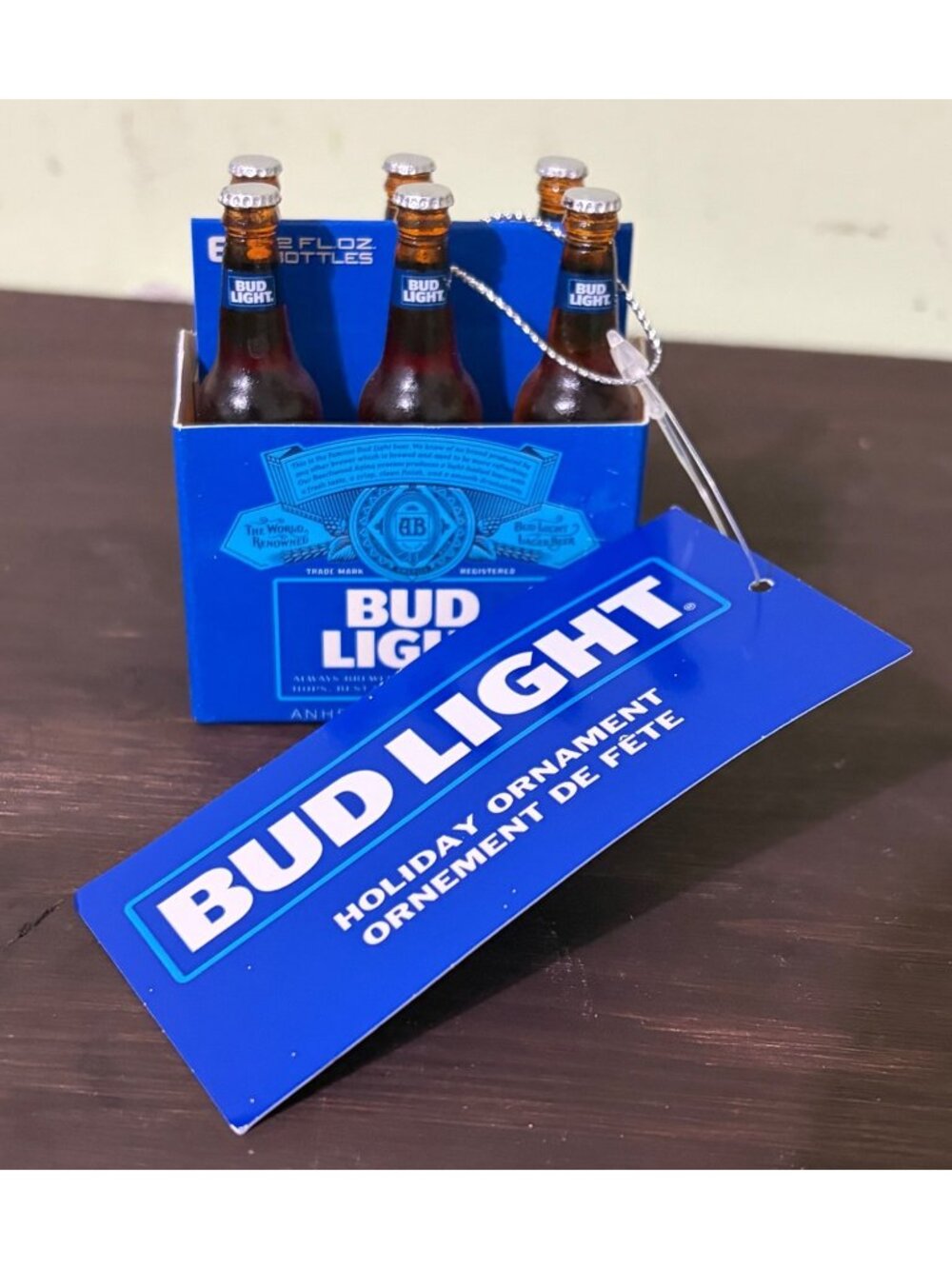 Bud Light Holiday Ornament Miniature Beer Bottle Set In Blue Box U16a - Picture 3 of 9
